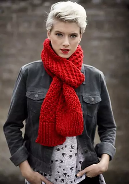 ریڈ سکارف (70 تصاویر): پہننے کے لئے، کون سا جیکٹ مناسب سیاہ اور سرخ، سرخ اور سفید، سرخ نیلے رنگ کا اختیار ہے 2913_6