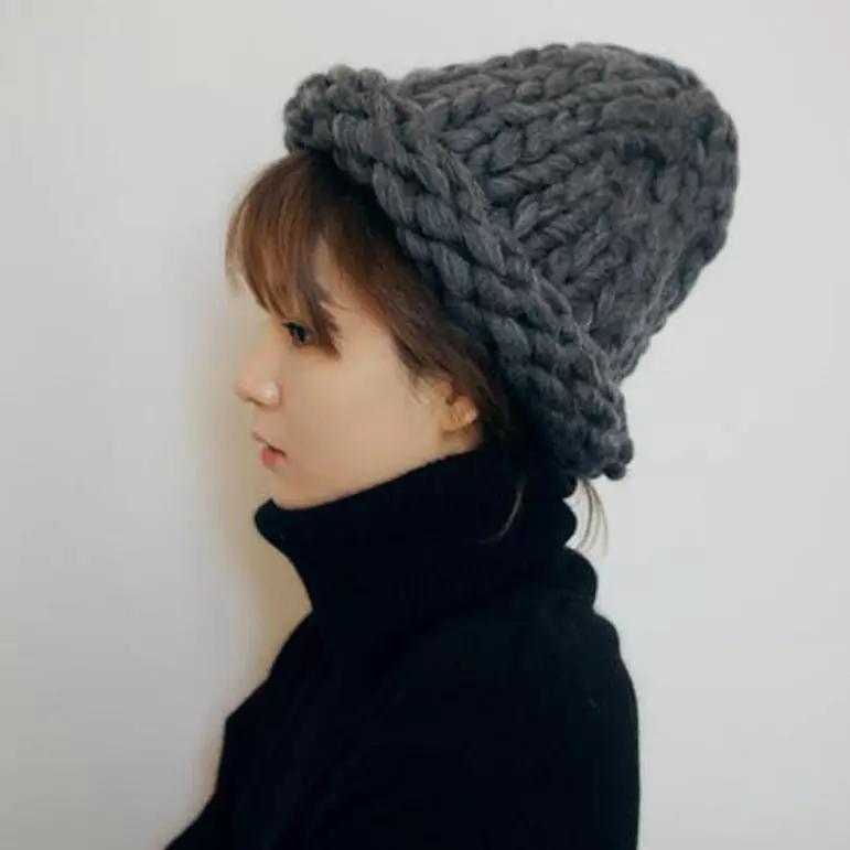 Tolstaya-Garn-Hut (89 Fotos): Frauen Winterhüte aus dicken Threads, mit einem Handgelenk, englisch elastisch 2928_16