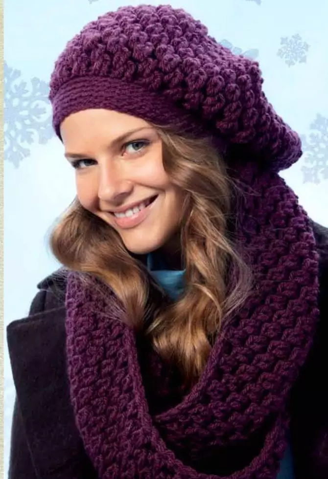 Tolstaya-Garn-Hut (89 Fotos): Frauen Winterhüte aus dicken Threads, mit einem Handgelenk, englisch elastisch 2928_43
