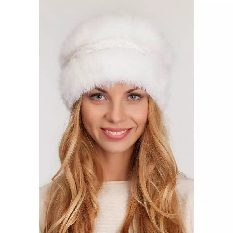 Valkoinen hattu (63 kuvat): Mikä on yllään, jossa on valkoinen takki, punainen ja valkoinen malleja, ruskea, jossa Aranah, sini-valkoinen hattu, pörröinen ja kukka, mistä punokset 2939_36