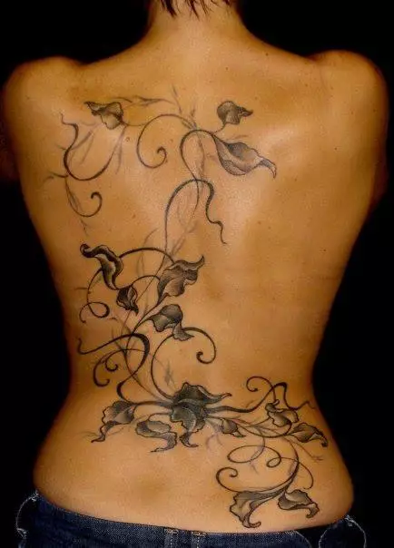 Mehendi ຢູ່ດ້ານຫຼັງ (32 ຮູບ): ຮູບແຕ້ມຂອງແມ່ຍິງຂອງ Henna ແລະຜູ້ຊາຍ, Tattoo ຢູ່ດ້ານຫຼັງແລະດ້ານຫຼັງ 293_22