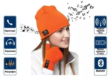 Headphones Hat (52 fotoj): modeloj kun korpigitaj Bluetooth-aŭdiloj kaj aŭdiloj 2945_14