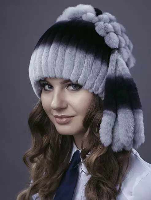 Hats femení de pell (117 fotos): cinta de barret, models de moda 2021-2022 Fabricat en pell Chernoburki, visó i altres pells naturals 2949_73