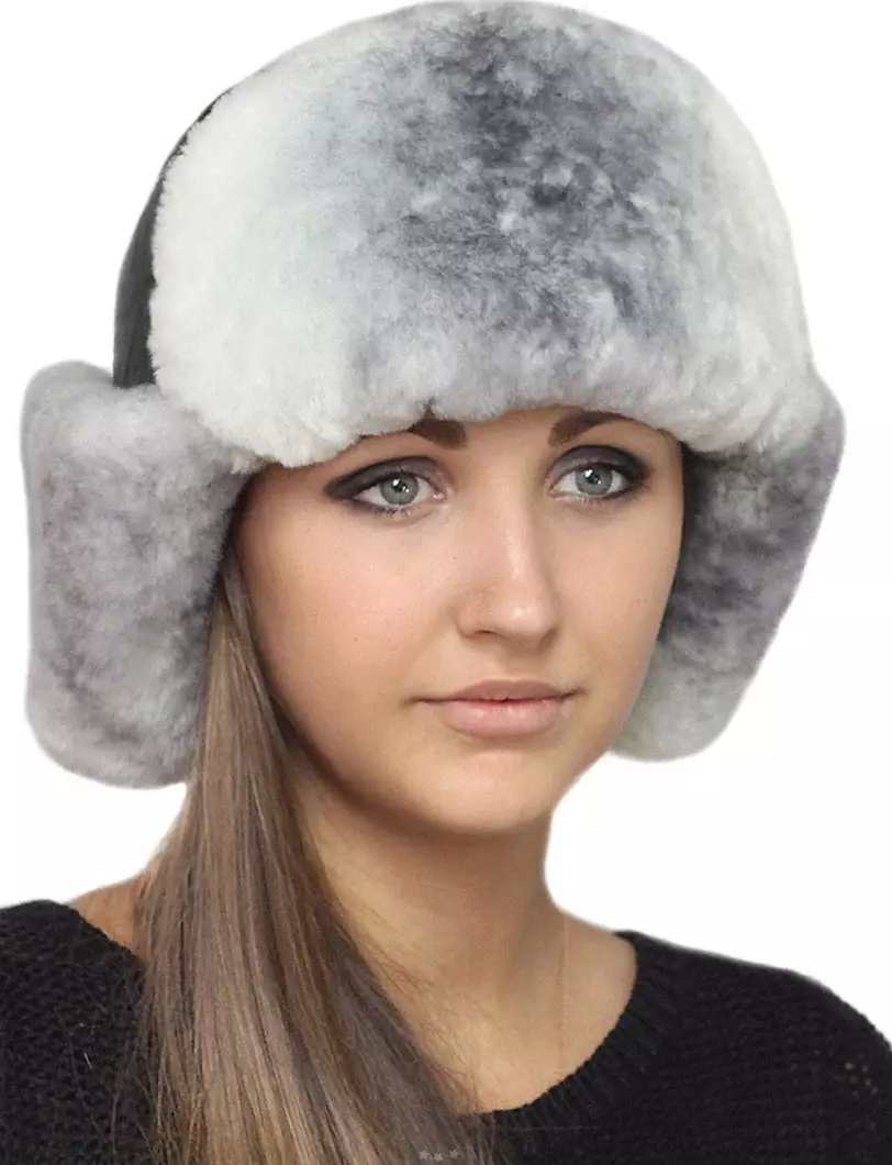 Лента-Ушанка (131 фотографии): со уши и крзно од овча, бела, со она што носејќи женски минк, зима од Чернобурки, со крзно 2953_118