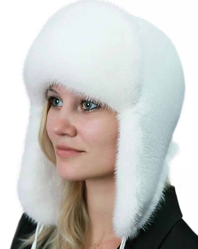 Лента-Ушанка (131 фотографии): со уши и крзно од овча, бела, со она што носејќи женски минк, зима од Чернобурки, со крзно 2953_99