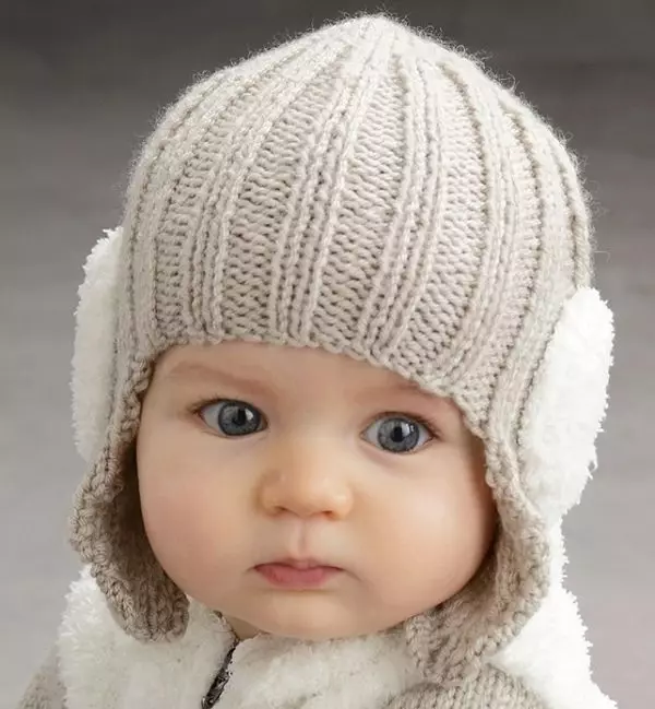 Зимске капе за новорођенчади (59 фотографија): кацига, плетени топли модели, од Если, шешир са зеконим ушима, вунени, на екстракту 2963_10