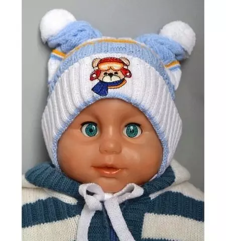 Зимске капе за новорођенчади (59 фотографија): кацига, плетени топли модели, од Если, шешир са зеконим ушима, вунени, на екстракту 2963_17