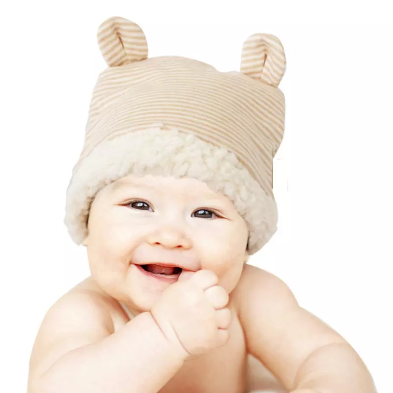 Зимске капе за новорођенчади (59 фотографија): кацига, плетени топли модели, од Если, шешир са зеконим ушима, вунени, на екстракту 2963_34