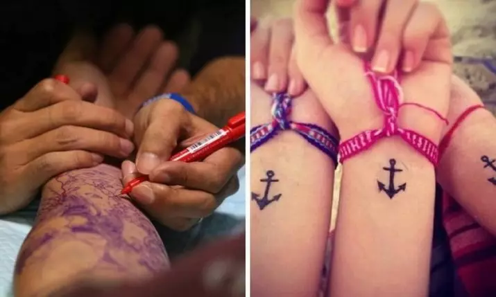 Tattoo ručka (59 fotografija): Kako crtati laganu tetovažu na ruku i nogu s crnom ručkom? Mala tetovaža za djevojčice i muškarce i velike, skice