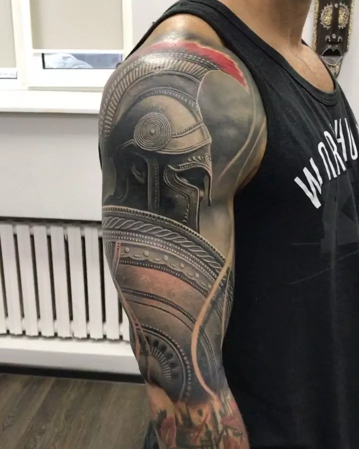 Romersk tatuering: Tattoo med en legionär av antika Rom, skisser och mening, Gud Mars, tecken på legionen och hjälmen, annan tatuering 299_30