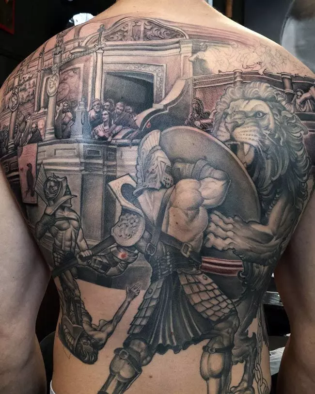 Romersk tatuering: Tattoo med en legionär av antika Rom, skisser och mening, Gud Mars, tecken på legionen och hjälmen, annan tatuering 299_34