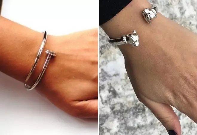 Pulsera de oro blanco para mujer (78 fotos): modelos con metal amarillo con topasas y zafiros, delgados y gruesos en la mano, de Tiffany 3018_55