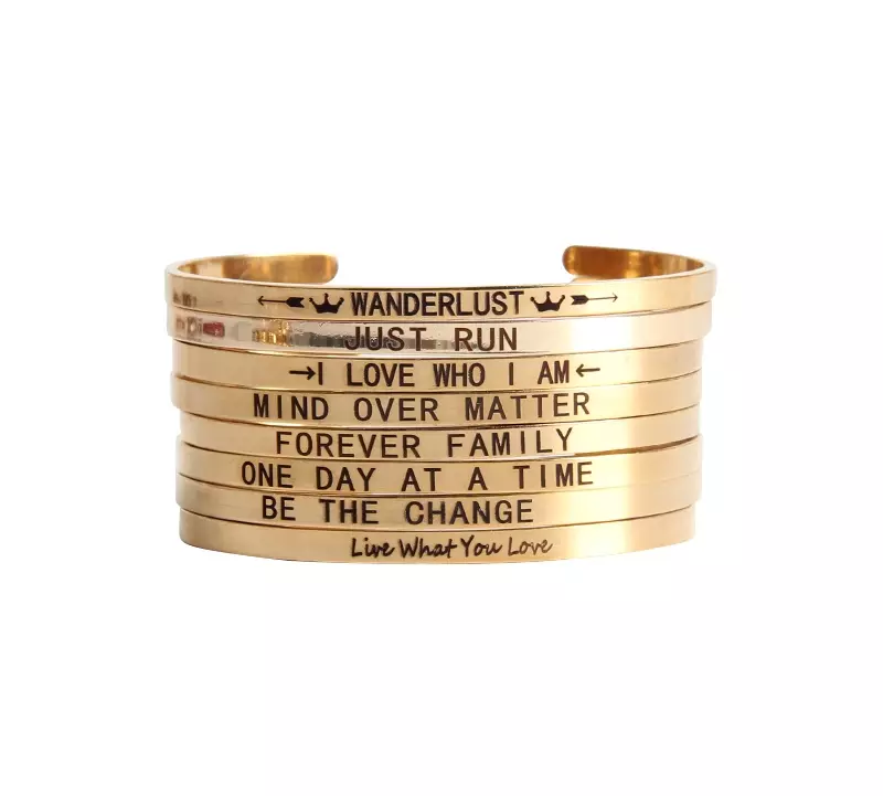 Engraving bracelets (69 photos): models with inscriptions on a plate painted paint, women's phrases for engraving 3021_50