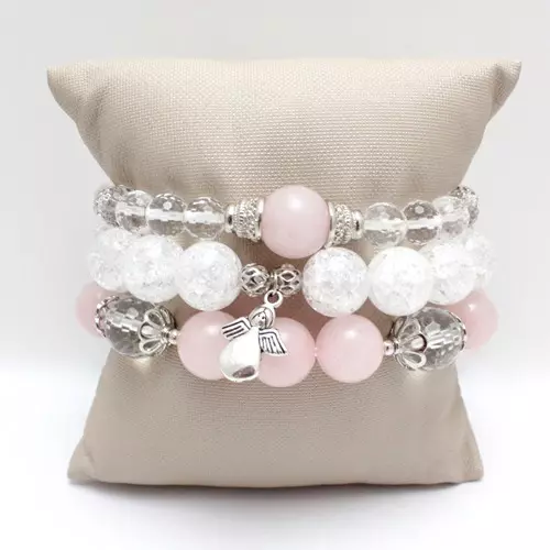 Bracelet de quartz rose (62 photos): modèles avec des pierres de sucre pour attirer l'amour, sur quelle mesure il porte correctement, propriétés 3037_30