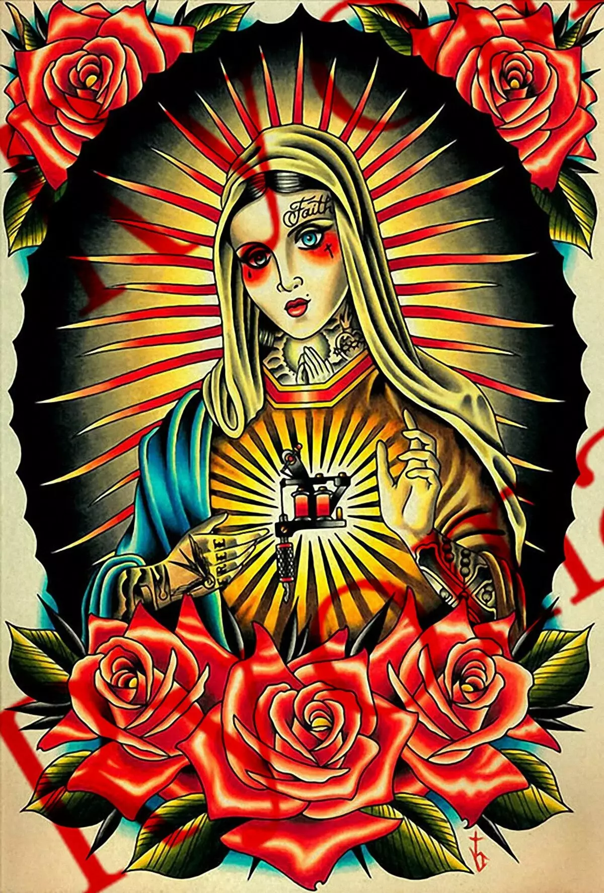 Tattoo „Jungfrau Maria“: Skizzen und Bedeutungen, Tätowierung auf der Hand und an der Schulter in Form der Ikonen der Gottesmutter mit einem Baby auf der Brust, anderen Optionen Tattoo 303_31