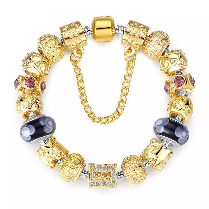 Goue armband Pandora (38 foto's): Models met silwer sjarme met goud, leer en goud, resensies 3068_26