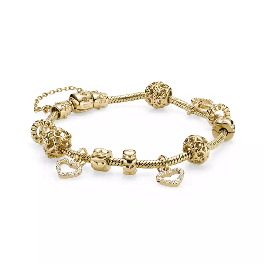 Guldarmbånd Pandora (38 billeder): Modeller med sølv charme med guld, læder og guld, anmeldelser 3068_30