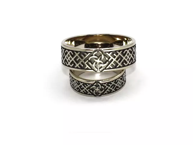 Slavic gyűrűk (77 fotók): karaktergyűrűk az ősi szlávok és rúnák szimbólumaival, női fonott modellekkel 3095_15
