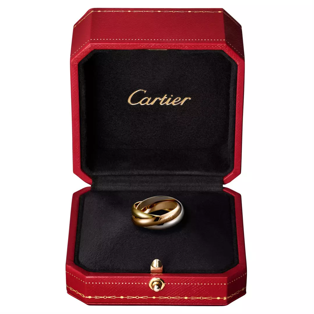 Ring Cartier (115 fotot): ehted ajalugu ja populaarsete Trinity mudelite, küünte, armastuse, maksumuse 3102_107