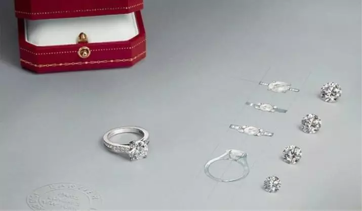 Rier carteri (115 poto): Sejarah perhiasan sareng tinjauan model Trinity anu populer, kuku, cinta, biaya biaya 3102_24