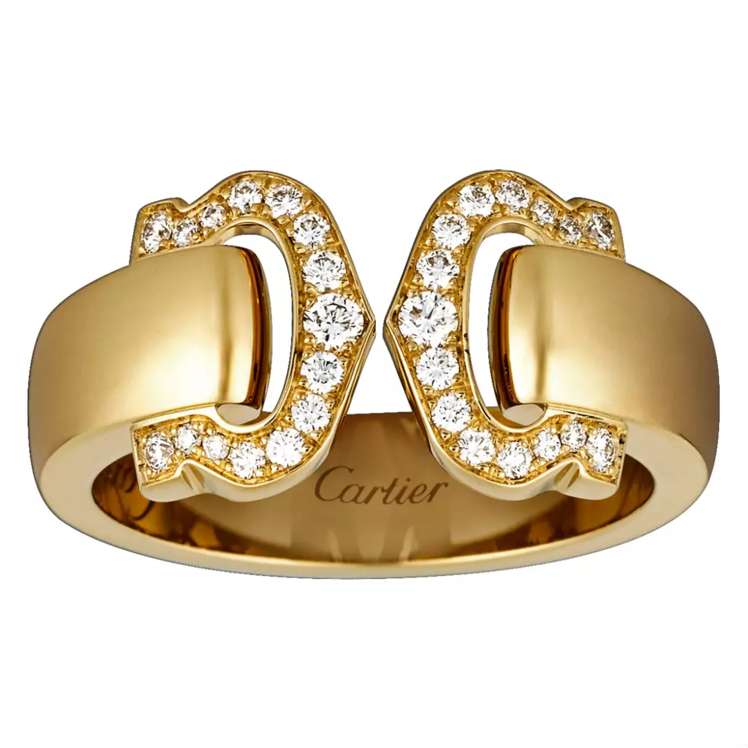 Rier carteri (115 poto): Sejarah perhiasan sareng tinjauan model Trinity anu populer, kuku, cinta, biaya biaya 3102_90