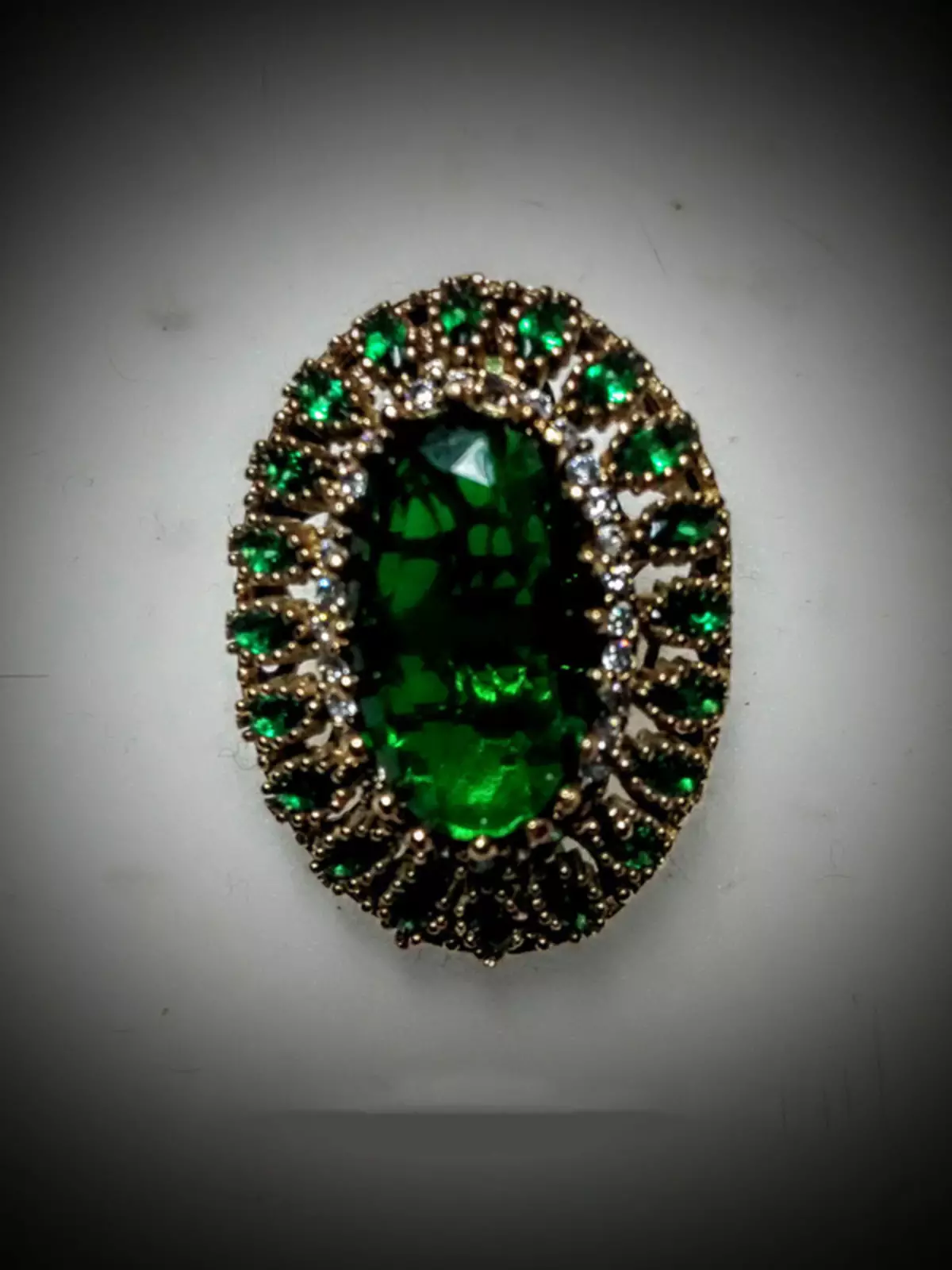 Ring nge-Emerald (izithombe ezingama-94): Indandatho yegolide neyesiliva, namacici esiliva 3115_93