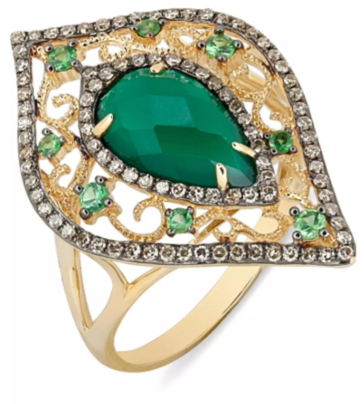 טבעת עם רימון (72 תמונות): זהב וכסף, עם רימון ירוק ו fianitis, עם אבן גדולה וקטנה 3118_39
