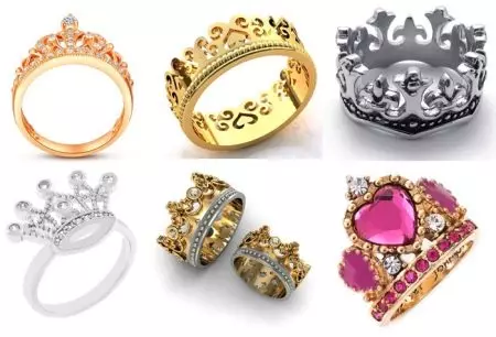 Cincin dalam bentuk mahkota (88 gambar): bagaimana memakai model emas dan perak wanita dalam bentuk mahkota yang mereka maksudkan 3120_13