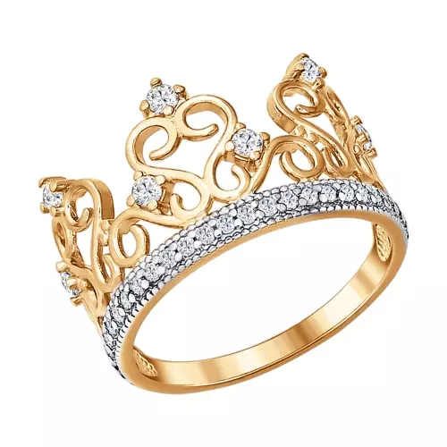 Cincin dalam bentuk mahkota (88 gambar): bagaimana memakai model emas dan perak wanita dalam bentuk mahkota yang mereka maksudkan 3120_22