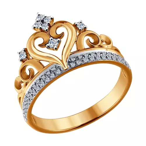 Cincin dalam bentuk mahkota (88 gambar): bagaimana memakai model emas dan perak wanita dalam bentuk mahkota yang mereka maksudkan 3120_34