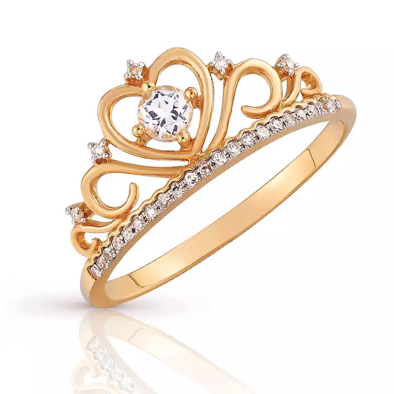 Cincin dalam bentuk mahkota (88 gambar): bagaimana memakai model emas dan perak wanita dalam bentuk mahkota yang mereka maksudkan 3120_36