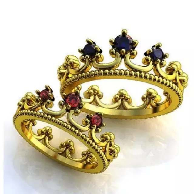 Cincin dalam bentuk mahkota (88 gambar): bagaimana memakai model emas dan perak wanita dalam bentuk mahkota yang mereka maksudkan 3120_58