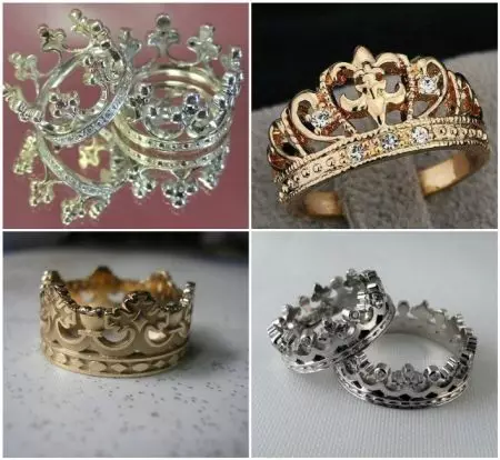 以冠的形式戒指（88张照片）：如何穿着冠的形状佩戴雌性金银模型，他们的意思是 3120_6