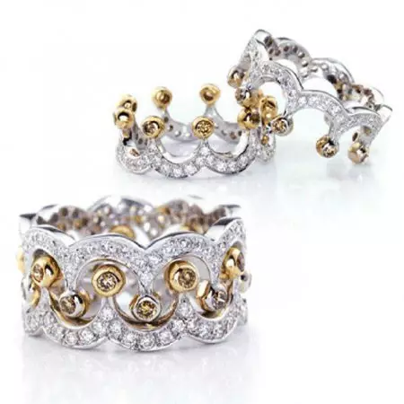 Cincin dalam bentuk mahkota (88 gambar): bagaimana memakai model emas dan perak wanita dalam bentuk mahkota yang mereka maksudkan 3120_60