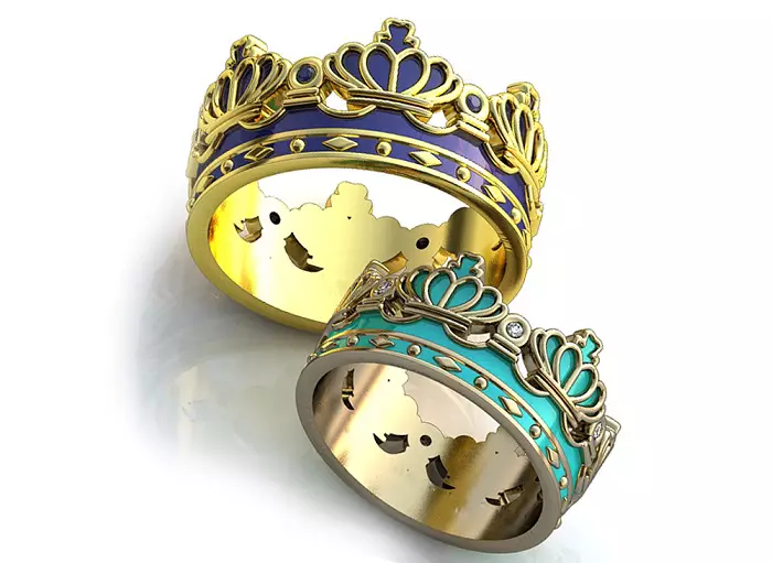 以冠的形式戒指（88张照片）：如何穿着冠的形状佩戴雌性金银模型，他们的意思是 3120_73