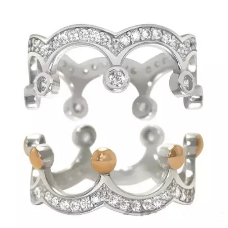 Prstan v obliki krone (88 fotografij): kako nositi žensko zlato in srebrni modeli v obliki krone, ki pomenijo 3120_85