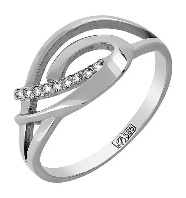 Baltas aukso žiedas su deimantu (91 nuotraukos): modeliai su juoda akmenimis ir safyru, su puikiais platuvais 3121_17