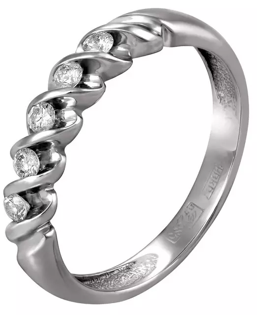 Baltas aukso žiedas su deimantu (91 nuotraukos): modeliai su juoda akmenimis ir safyru, su puikiais platuvais 3121_29