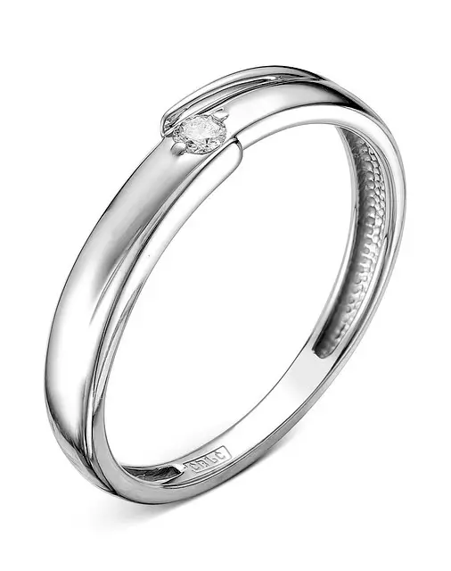 Bílý zlatý prsten s diamantem (91 fotografií): modely s černým kamenem a safírem, s brilantní placer 3121_33