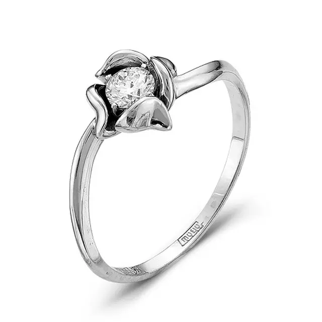 Bílý zlatý prsten s diamantem (91 fotografií): modely s černým kamenem a safírem, s brilantní placer 3121_38