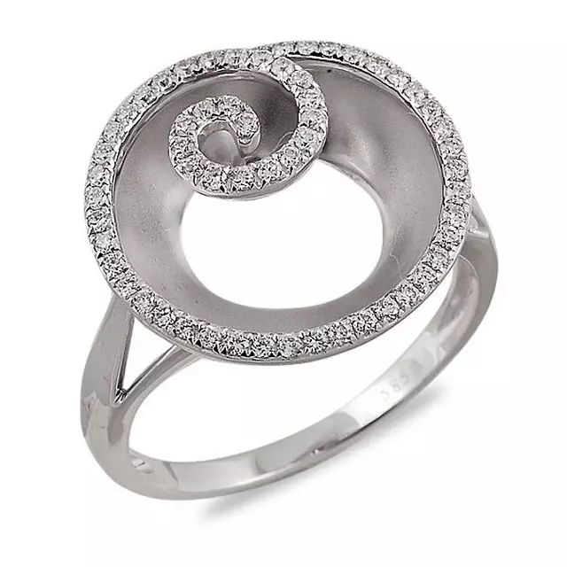 Baltas aukso žiedas su deimantu (91 nuotraukos): modeliai su juoda akmenimis ir safyru, su puikiais platuvais 3121_40