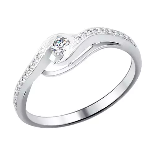 Bílý zlatý prsten s diamantem (91 fotografií): modely s černým kamenem a safírem, s brilantní placer 3121_54