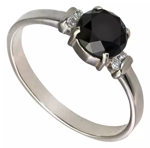 다이아몬드가있는 화이트 골드 링 (91 장의 사진) : 검은 색 돌과 사파이어가있는 모델, 화려한 직원 3121_69