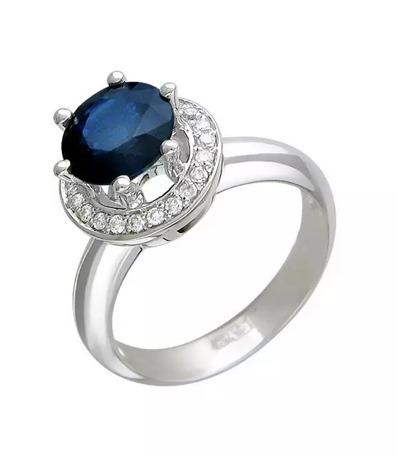 Bílý zlatý prsten s diamantem (91 fotografií): modely s černým kamenem a safírem, s brilantní placer 3121_76