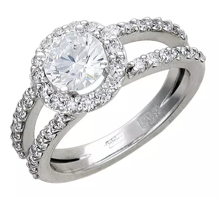 Bílý zlatý prsten s diamantem (91 fotografií): modely s černým kamenem a safírem, s brilantní placer 3121_84