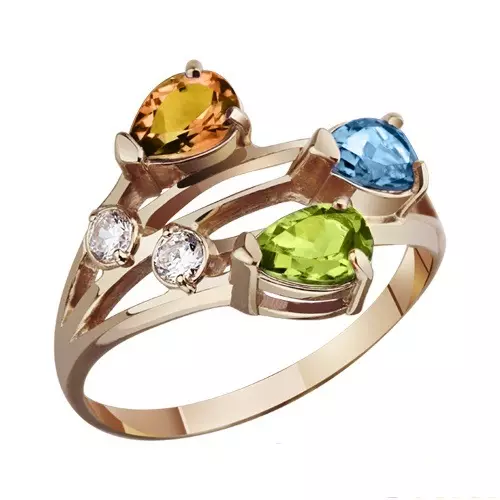 Cincin sareng fianit (142 poto): Sampel cincin emas 585 sareng Fiity Hideung, jalur jalur 3127_108