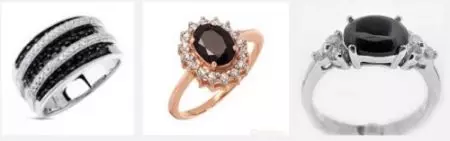 Cincin sareng fianit (142 poto): Sampel cincin emas 585 sareng Fiity Hideung, jalur jalur 3127_24