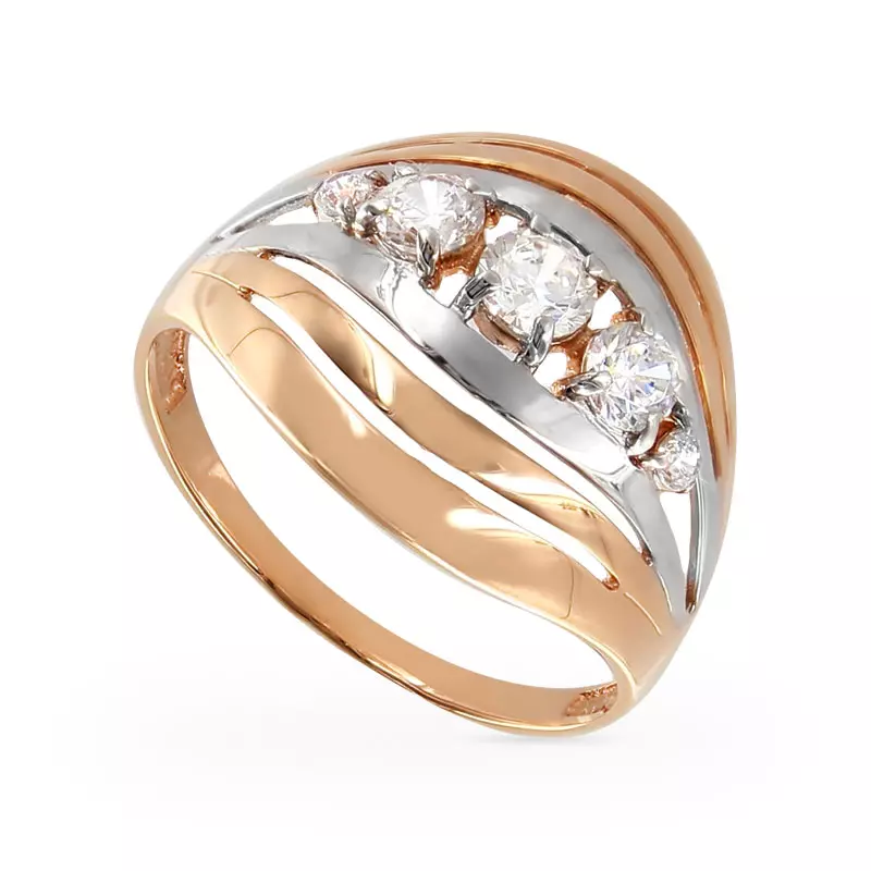 Cincin sareng fianit (142 poto): Sampel cincin emas 585 sareng Fiity Hideung, jalur jalur 3127_93
