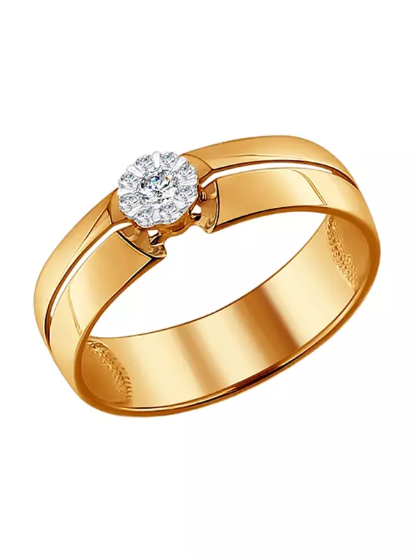 Cincin Emas dengan Diamond (121 Foto): Model yang diperbuat daripada emas kuning dengan nilam, dengan zamrud dan dengan berlian hitam 3128_65