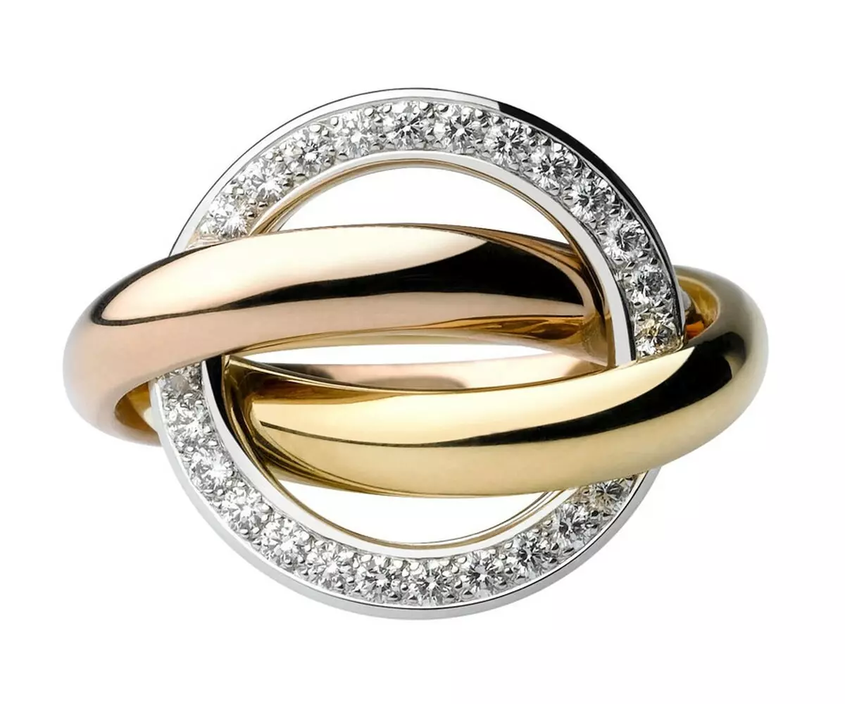 Trinity Ring (54 bilder): Triple Cartier Ring, hans egenskaper och historia 3145_40